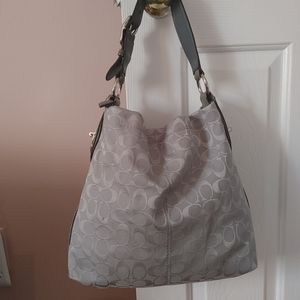 COACH Penelope Signature Monogram Gray Canvas Tote Shoulder Bag Purse #F16538